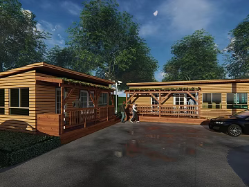 Log color wooden house outdoor leisure building 3d model