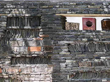 Landscape wall gray tile modeling wall texture (ID:ffabg55044)