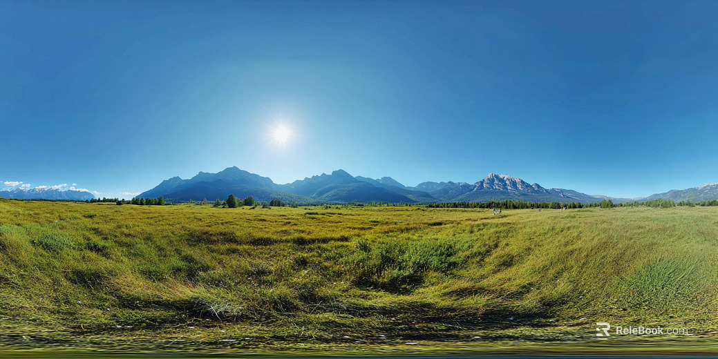 Blue Sky White Clouds Lawn Hillside HDR texture