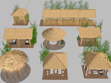 Quiet Wind Thatch Bamboo Casual Pavilion texture (ID:ffaeh357824)