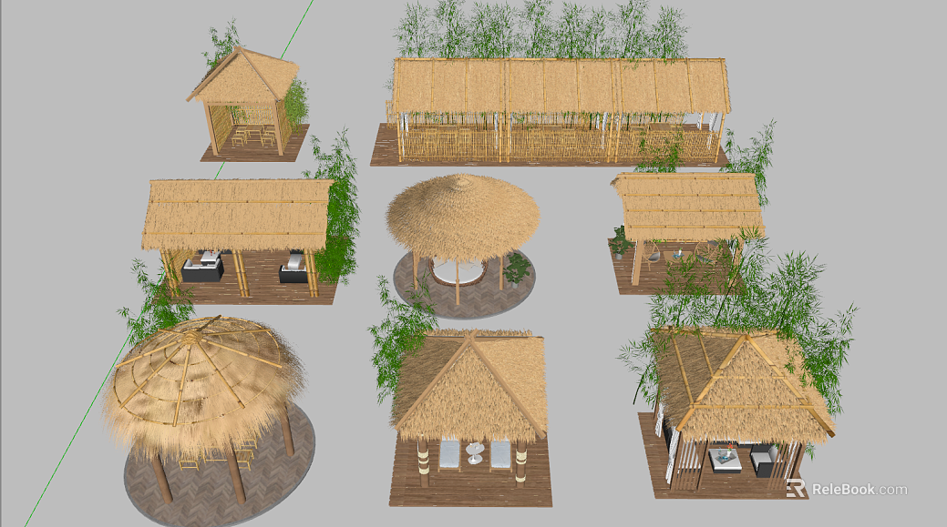 Quiet Wind Thatch Bamboo Casual Pavilion texture