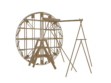 Log Color Wood Carved Landscape Waterwheel texture (ID:ffaeh197136)
