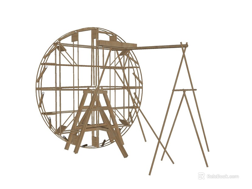 Log Color Wood Carved Landscape Waterwheel texture
