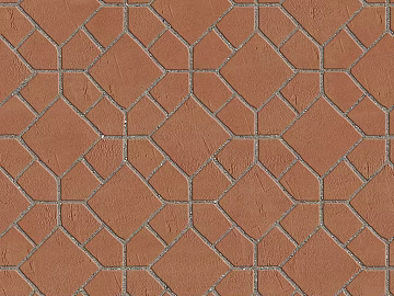 Pottery Tile Geometric Patchwork Floor Tile Sidewalk Road Ground Square Paving texture (ID:ffach290884)