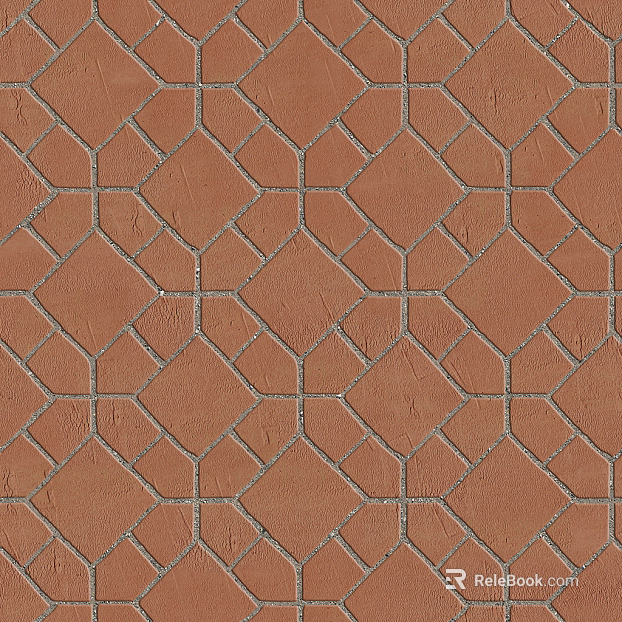 Pottery Tile Geometric Patchwork Floor Tile Sidewalk Road Ground Square Paving texture