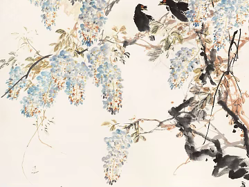 Chinese flower and bird painting texture (ID:ffach125456)