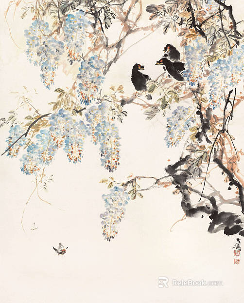 Chinese flower and bird painting texture