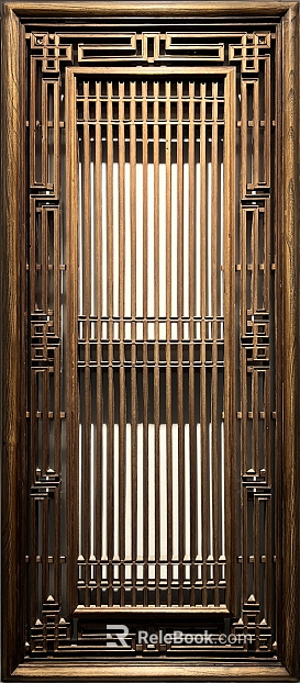 New Chinese style dark brown wood carved partition texture