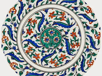Retro Style Colored Flower Ceramic Plate Desktop Decoration texture (ID:ffaeh890701)