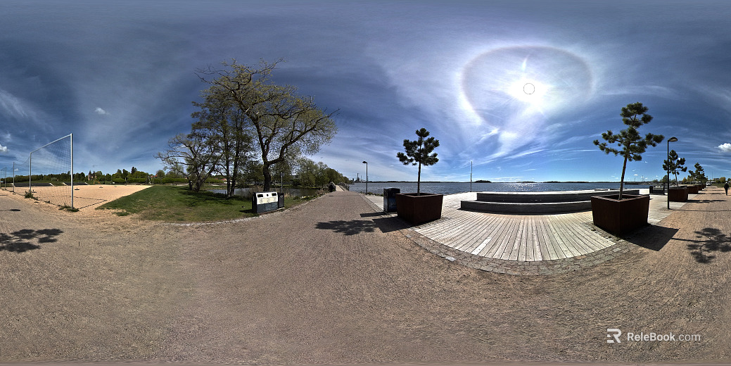 hdr sunny day waterfront park landscape texture