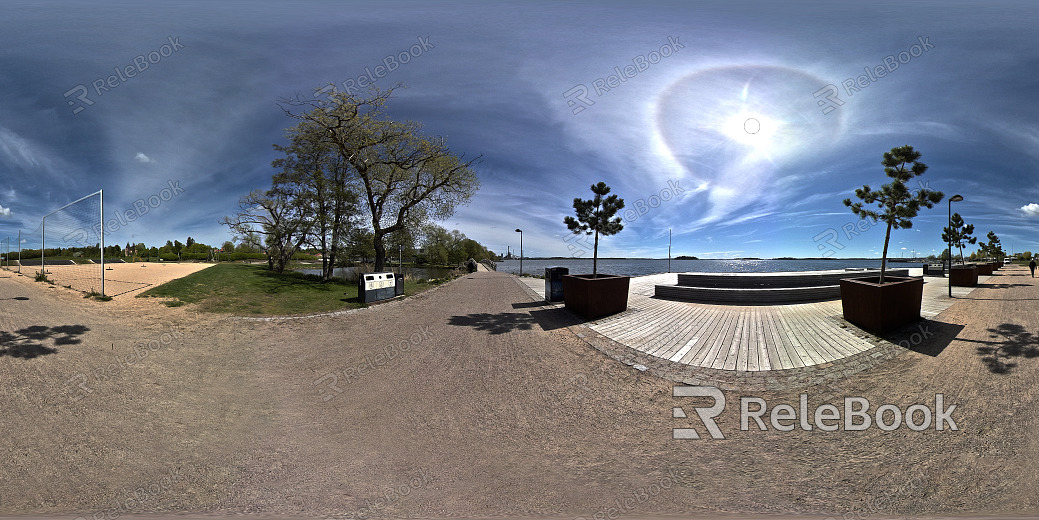 hdr sunny day waterfront park landscape texture