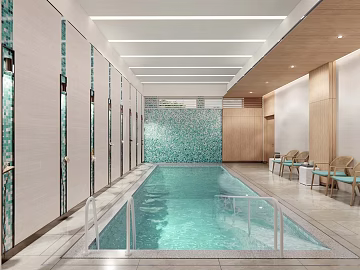 Light Luxury Cyan Glass Mosaic Swimming Pool Wall texture (ID:ffaeh427021)