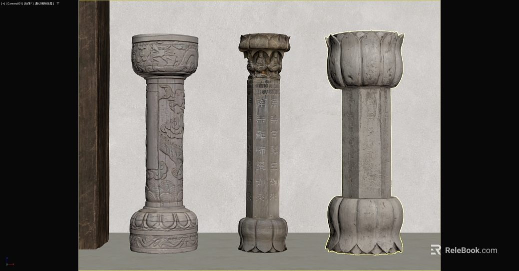 Light gray stone carving column Chinese ancient building components texture