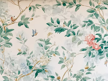 Flower and bird French pastoral curtain tablecloth wallpaper small fresh texture (ID:ffach852643)