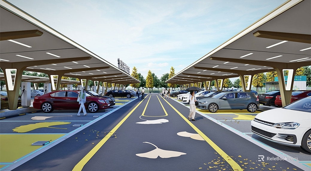 Modern new energy parking lot landscape texture