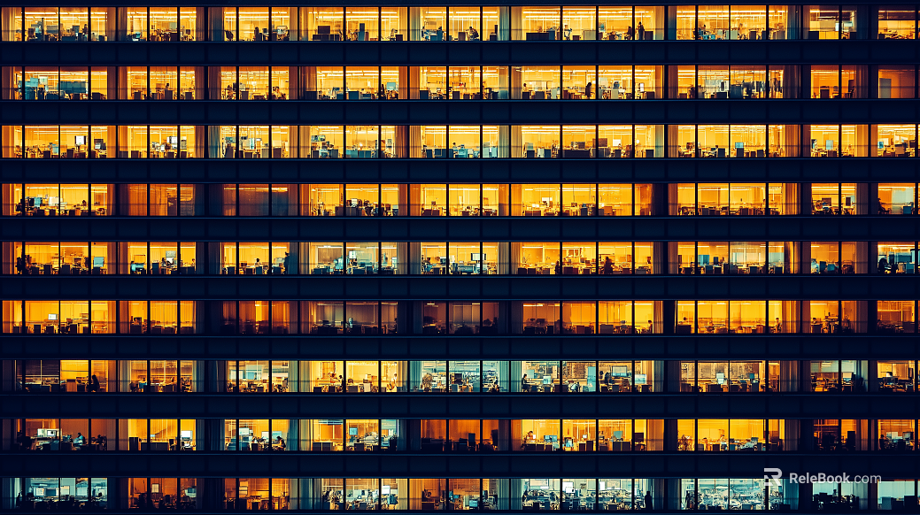 Building facade night windows texture