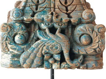 Vintage blue lacquer wood carved building components 3d model