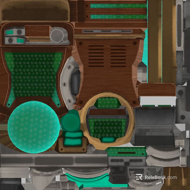 Retro wind brown green wood mechanical panel texture