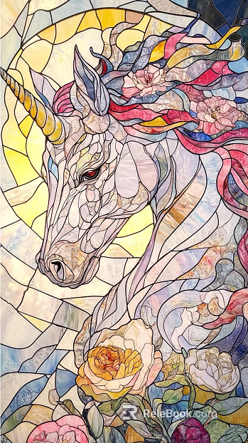 Unicorn Vintage Stained Glass texture
