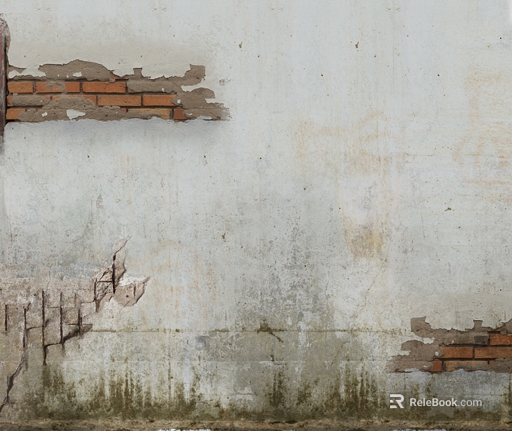 Grey-white dilapidated brick wall interior wall finish texture