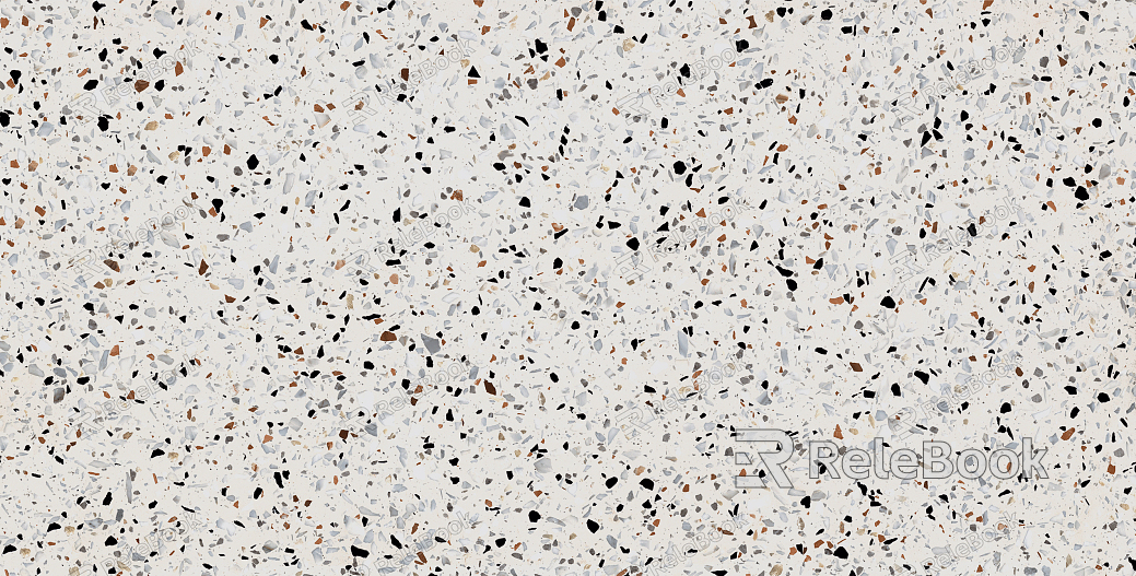 Close-up of a Terrazzo surface, a composite material featuring chips of marble, quartz, glass, and granite set in concrete or epoxy, presenting a speckled, textured appearance.