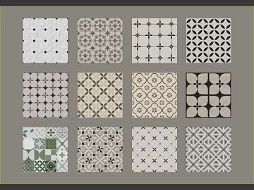 Retro Tile Kitchen and Bathroom Floor Wall 3d model