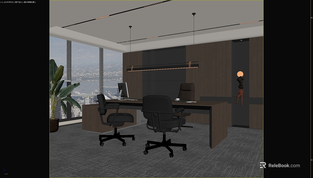 Modern dark brown wood veneer office space texture