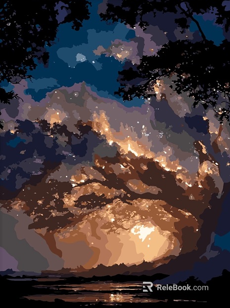 Night Yunxia Landscape Decorative Painting texture