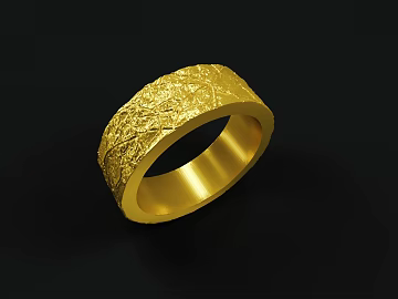 Golden pleated gold leaf ring 3d model
