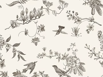 Rice white background flower and bird pattern wallpaper texture (ID:ffaeh654579)
