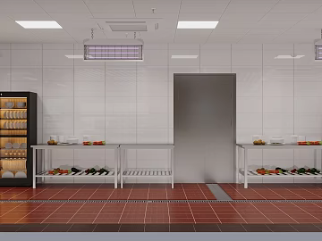 Modern red and white tile kitchen space texture (ID:ffaeh313376)