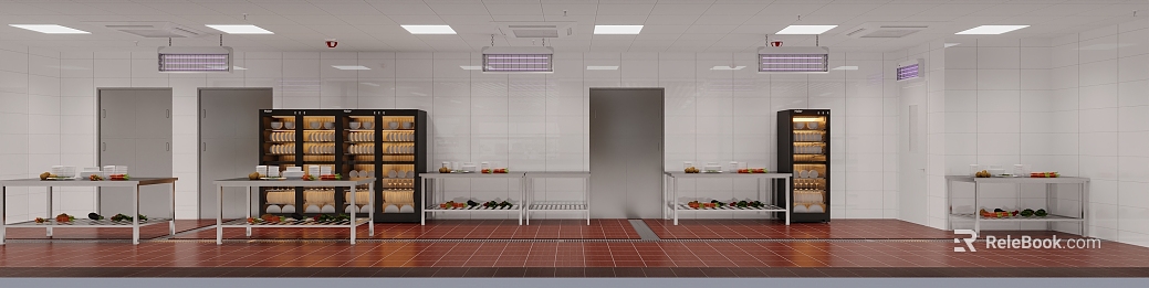Modern red and white tile kitchen space texture
