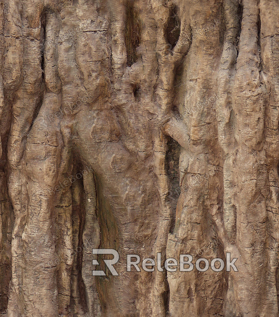 A close-up of a weathered, gray-brown tree bark with deep, vertical cracks and mossy patches, resembling the resilient skin of an ancient oak.