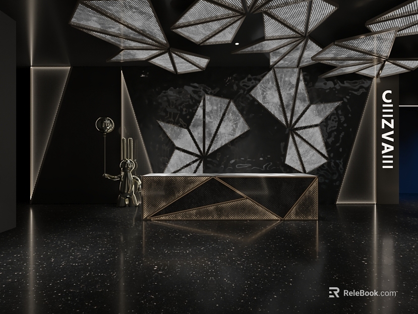 Light Luxury Black Grey Terrazzo Front Desk Floor texture