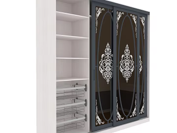 European-style black frame art glass wardrobe sliding door texture (ID:ffaeh497636)