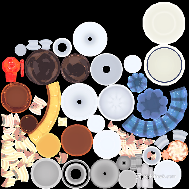 Multicolor ceramic dish tableware material texture