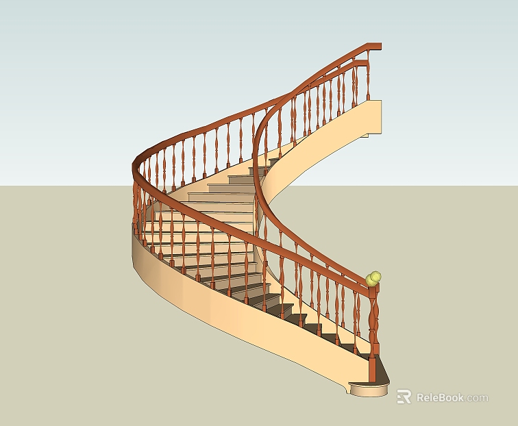 Retro brown wooden spiral staircase texture