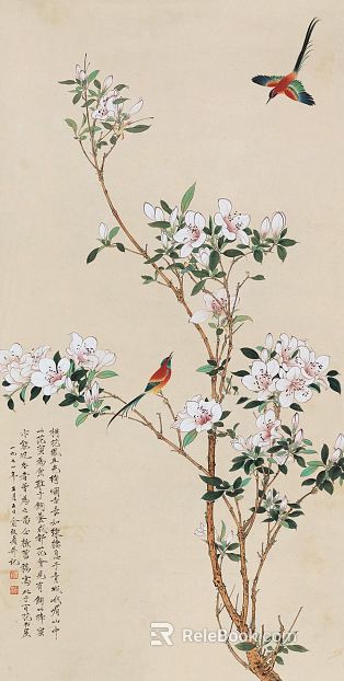 Chinese flower and bird painting texture