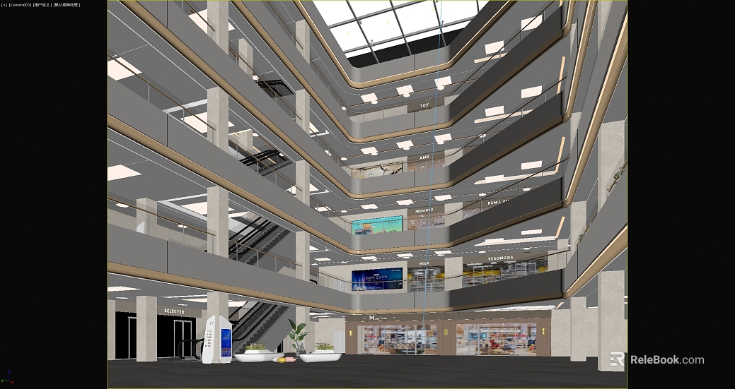 Modern gray mall atrium scene diagram texture