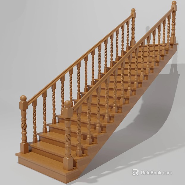 Light brown carved wooden stairs texture