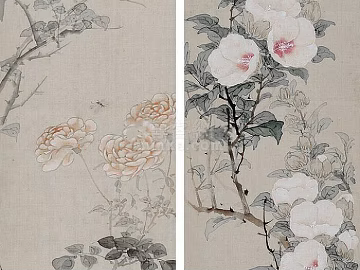 Chinese style meticulous flower four screen painting texture (ID:ffaeh981766)