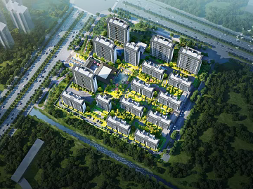 Modern residential area bird's-eye view renderings texture (ID:ffaeh030926)