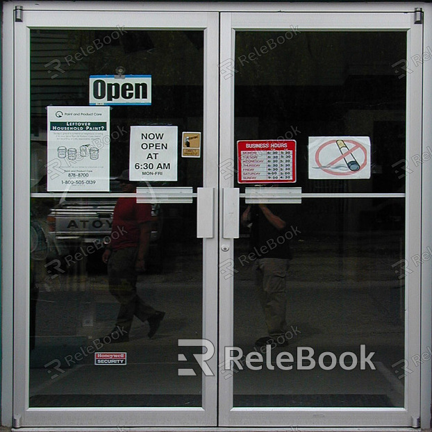 A clear glass door with a metal handle, set against a white backdrop, inviting natural light and offering a minimalist, modern aesthetic.