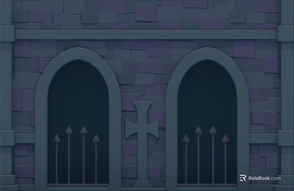Purple gray stone arch castle exterior wall texture