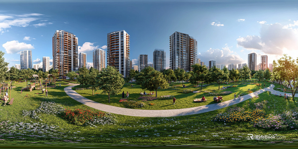 Modern Daytime Community Greening Panoramic HDR texture