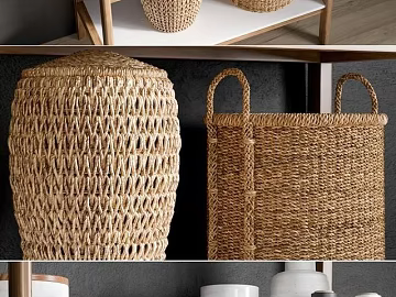 Modern Rice Brown Woven Storage Basket Sideboard 3d model