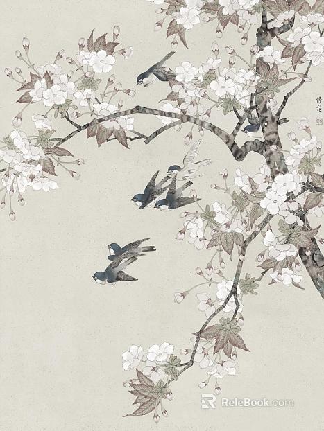 flower-and-bird painting texture