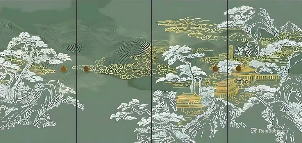 New Chinese pine crane landscape decorative painting texture