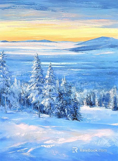 Decorative painting, landscape oil painting texture