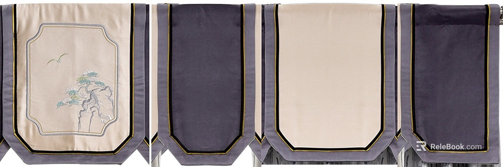New Chinese Grey Rice Embroidery Curtain Curtain Head texture